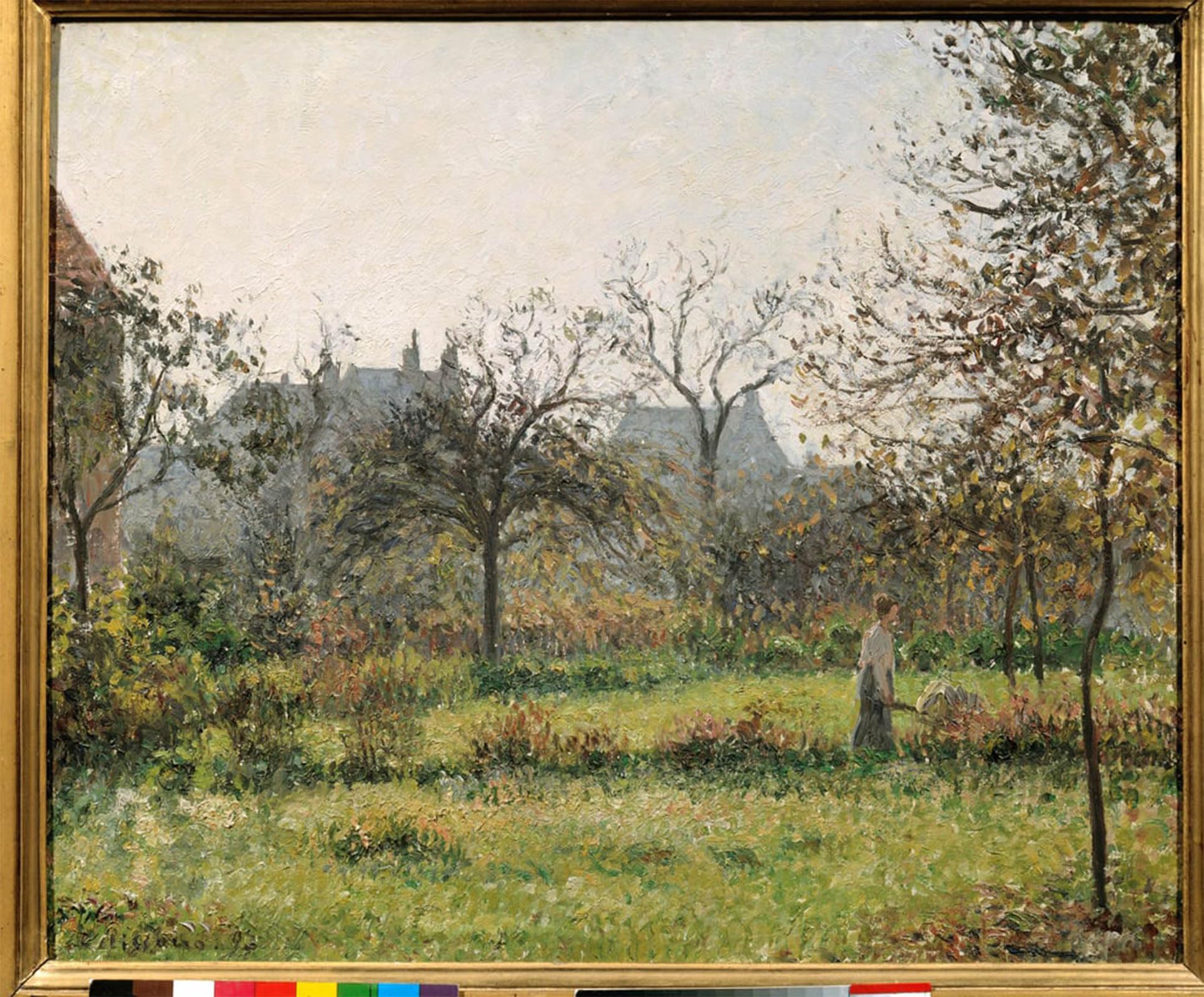 SERENDIPITP Vintage Wall Art Canvas Nordic Poster Canvas Print Picture Woman in an Orchard Autumn Matinee Garden of Eragny Painting by Camille Jacob Pissarro Wall Art Poster for Home Decor 60x90cm