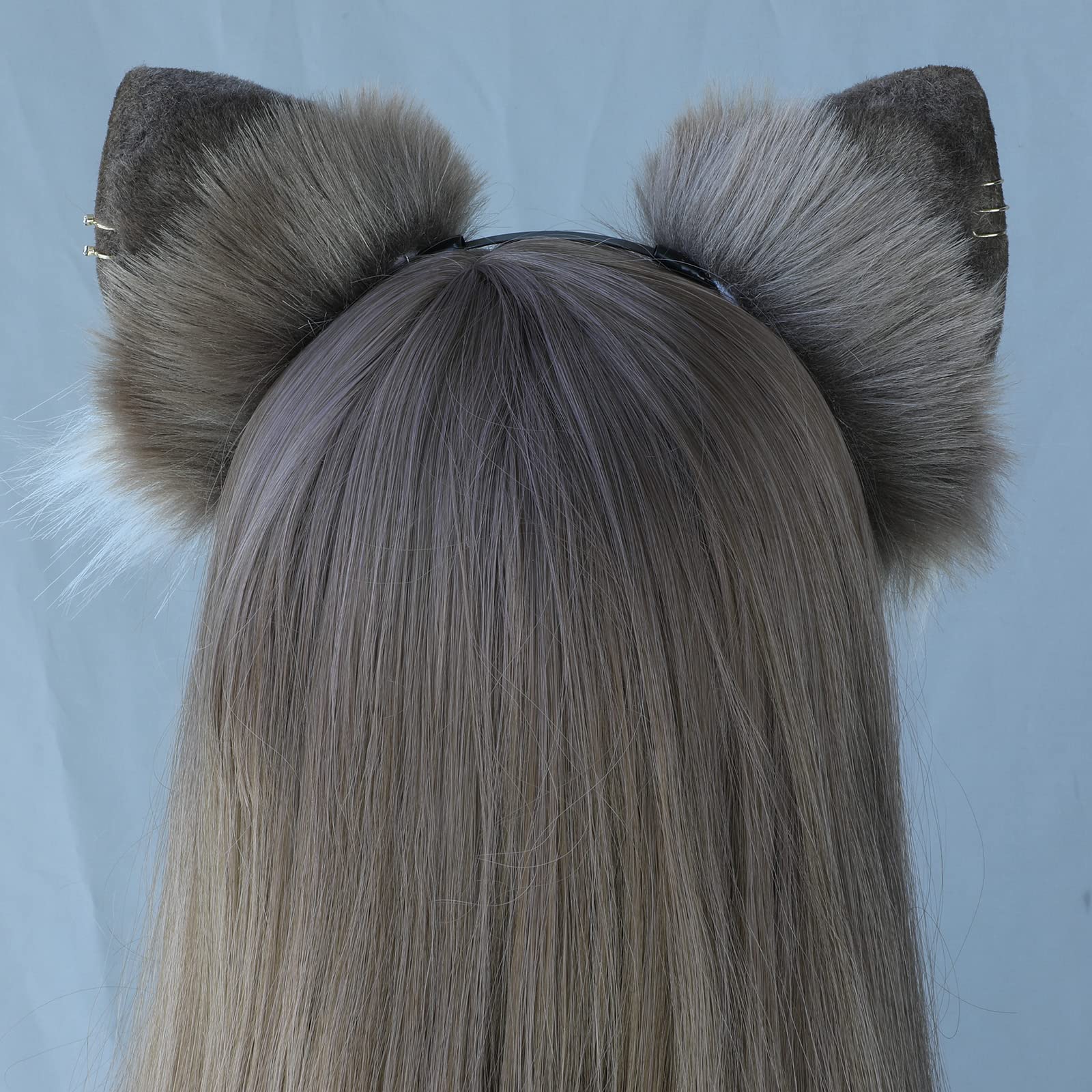 Dodheah Cat Ear Headband Fox Wolf Animal Ear Cosplay Hairband Anime Hair Accessories for Women Daily Decoration Party Khaki - Image 3