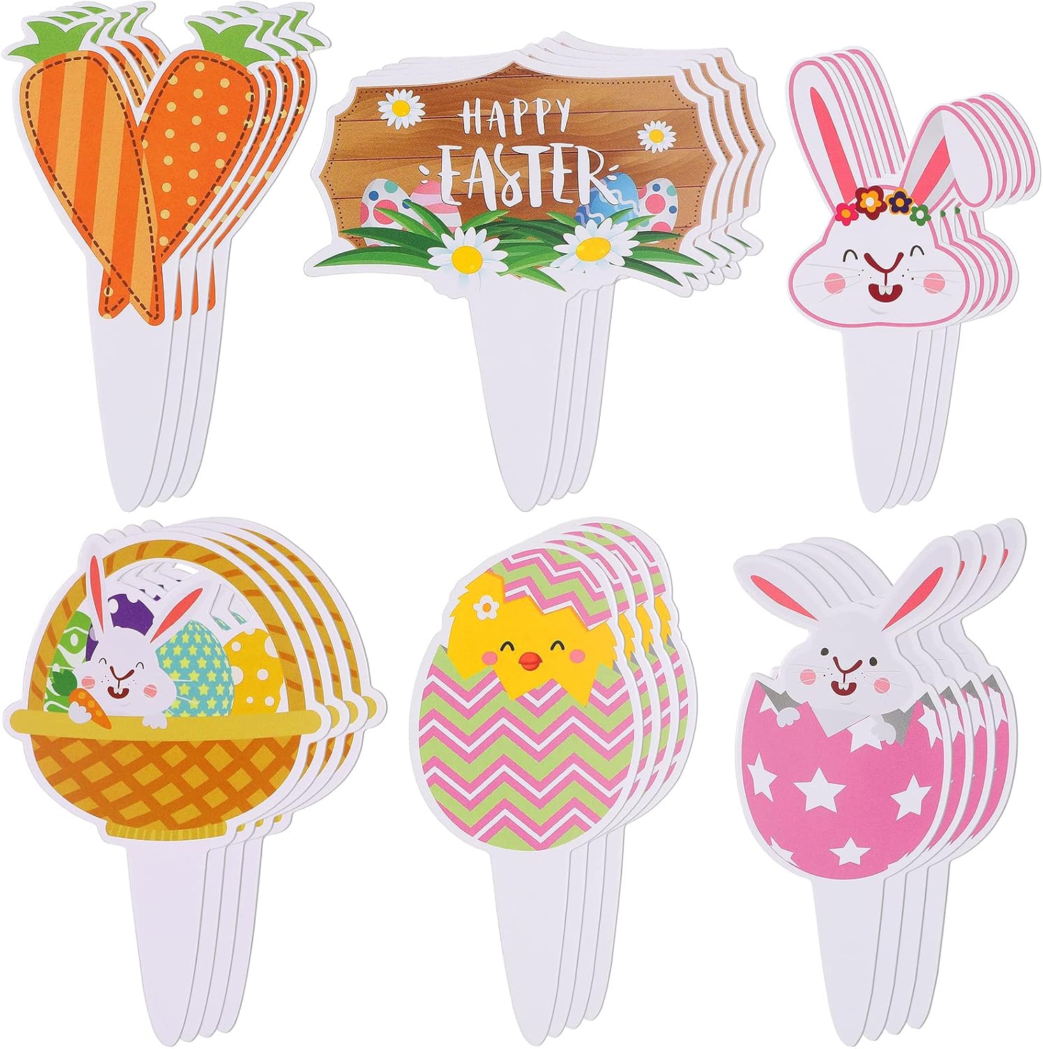 24 Pcs Easter Bunny Cupcake Toppers Easter Cake Decorations