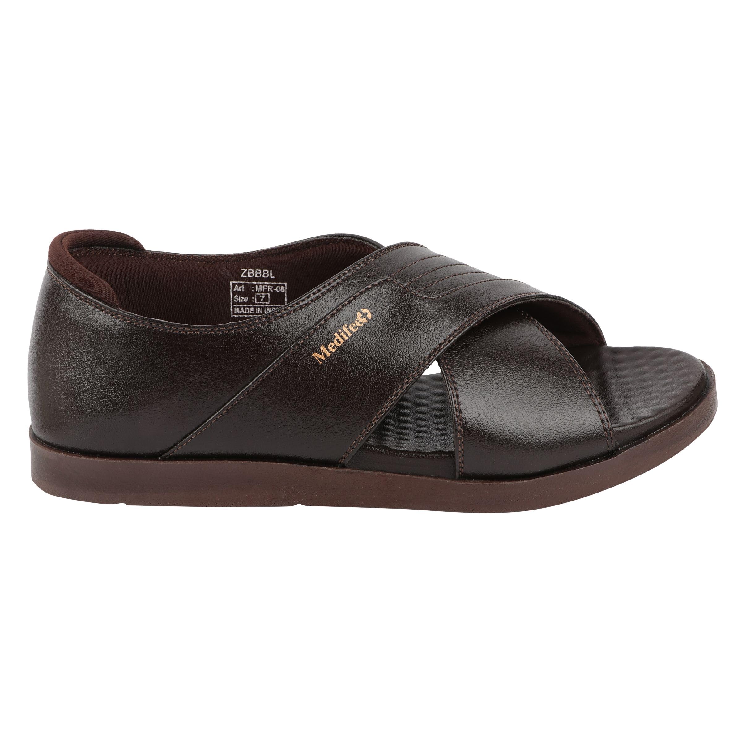 Medifeet Mens Cross Band Open-Toe Sandals (Brown, numeric_7) (B0C7ZQHPZD) Amazon Price History, Amazon Price Tracker