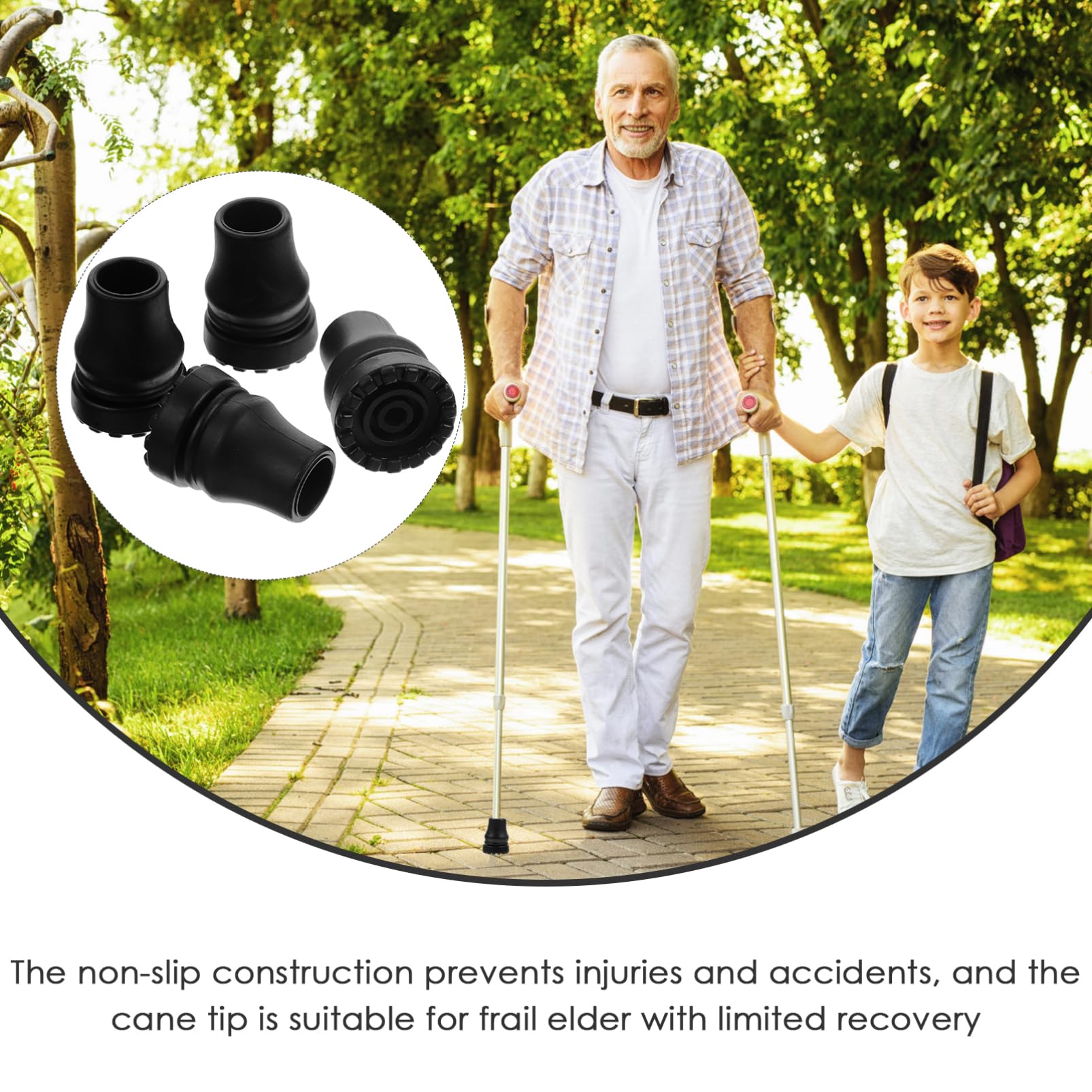 Healeved 2sets High Grade PVC Crutch End Tips Easy Install Walking Stick Pole Foot Cover 4pcs*2