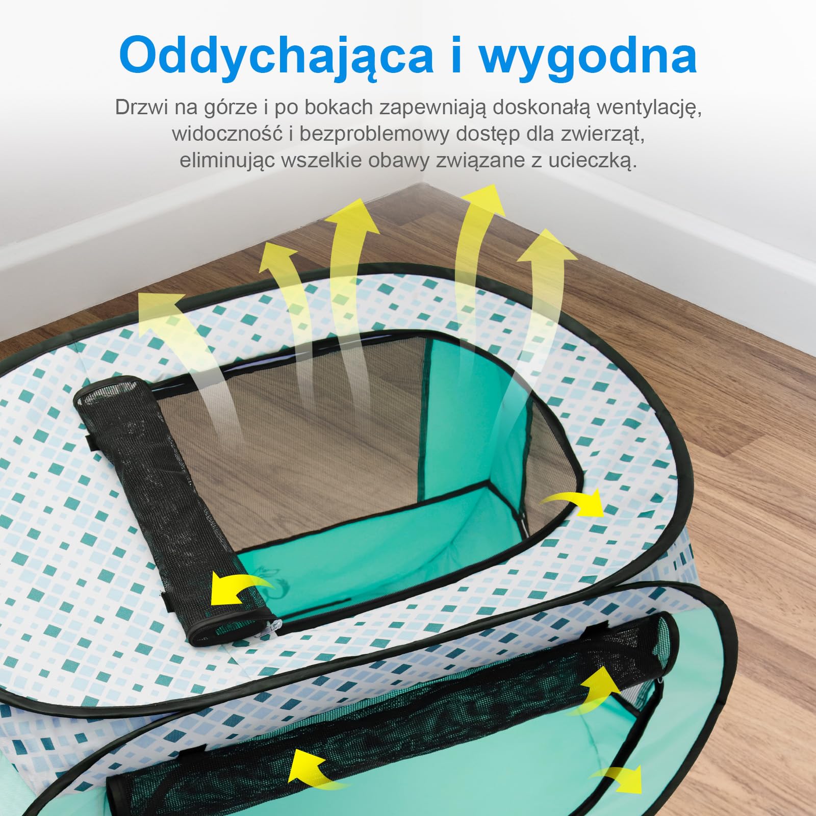 Wolfwise kojec dla zwierząt, przenośna klatka, 600D Oxford, przenośna klatka dla szczeniąt, klatka dla kota do użytku na zewnątrz podczas podróży kempingowych z torbą do przenoszenia, Średni, zielony