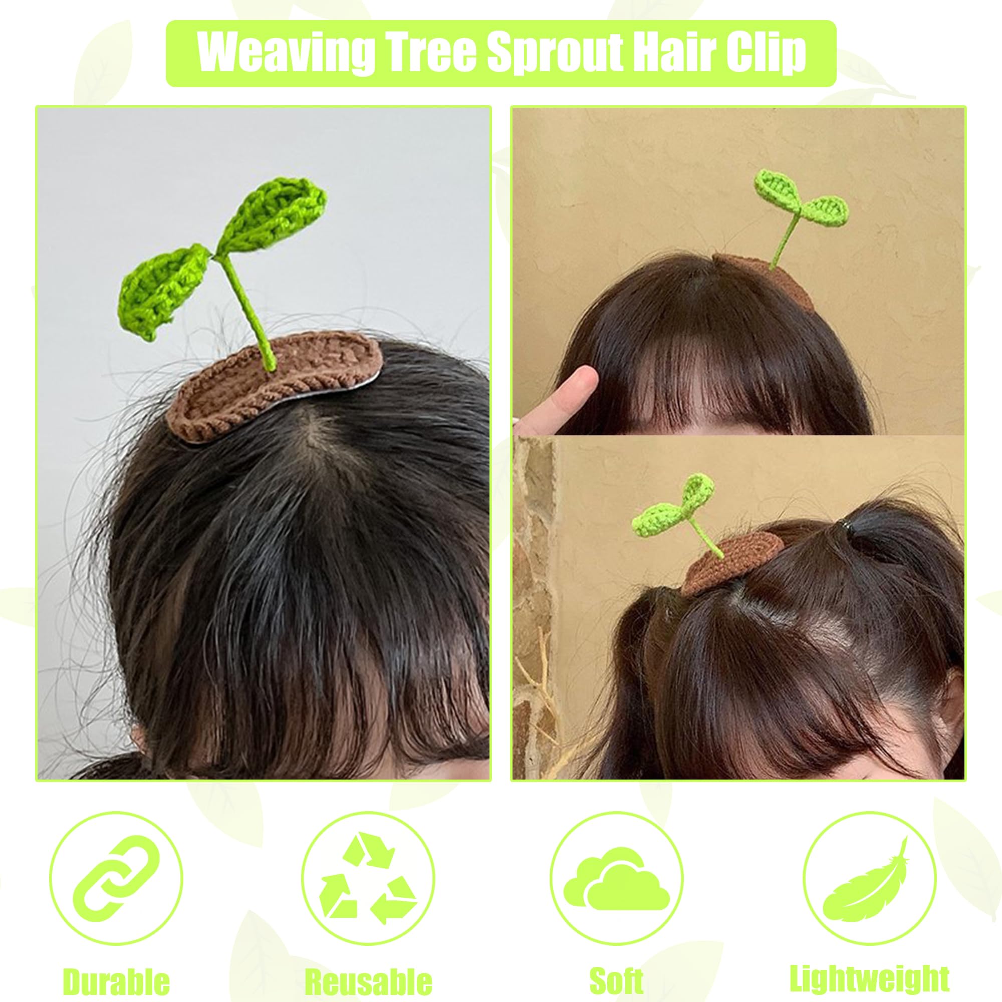 Amazon.co.jp: 2個 豆の芽ヘアクリップ かわいい緑の植物ヘア