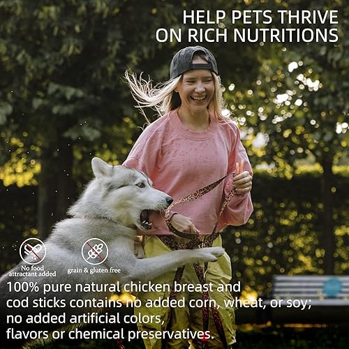 Miniatura 6 de ASMPET Dog Treats - Pescado envuelto en pollo sin cuero crudo, sin granos, todo natural, saludable, palitos de bacalao, aperitivos masticables