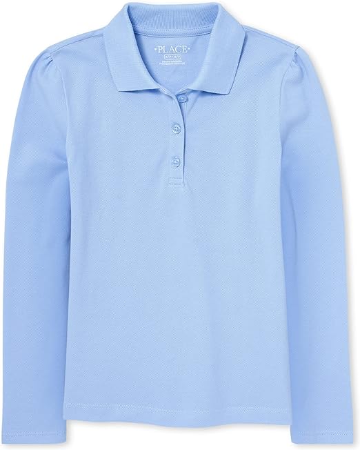 The Children's Place Girls' Uniform Long Sleeve Pique Polo