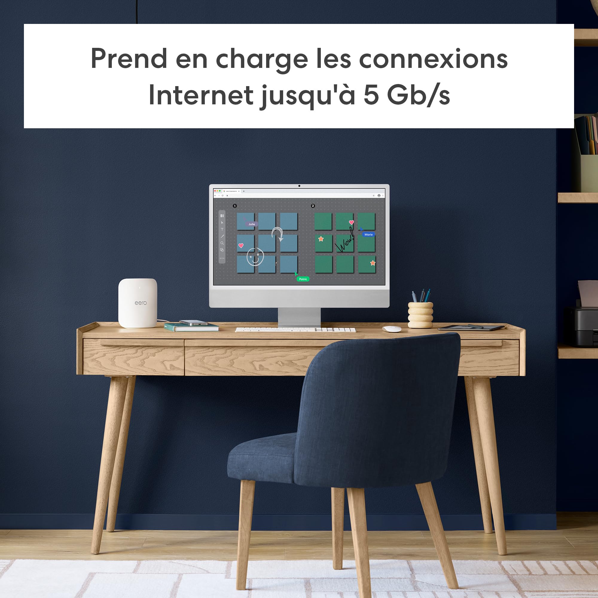 Routeur Wi-Fi 7 maillé tribande Amazon eero Pro 7 (dernier modèle) : prise en charge des connexions Internet jusqu'à 5 Gb/s, couverture jusqu'à 560 m², lot de 3