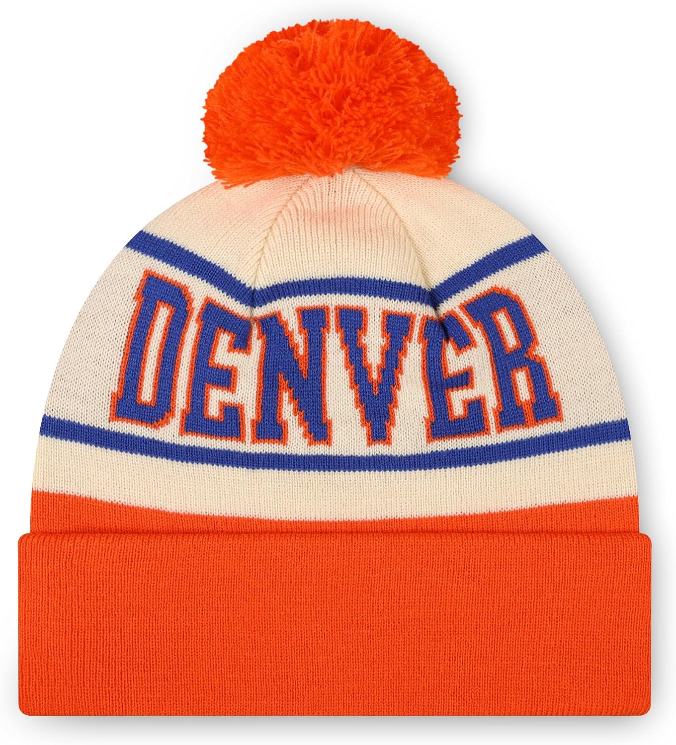 FOCO NFL Unisex-Adult NFL Retro Team Logo Heritage Stripe Pom Beanie Hat