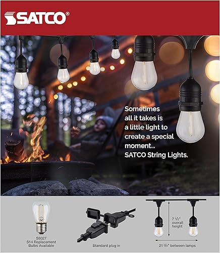 Miniatura 2 de Satco Lighting S8030 Satco Lighting S8030 288 pulgadas de largo 12 luces LED transparentes de 12 W con bombillas S14 y cable negro 2200 K