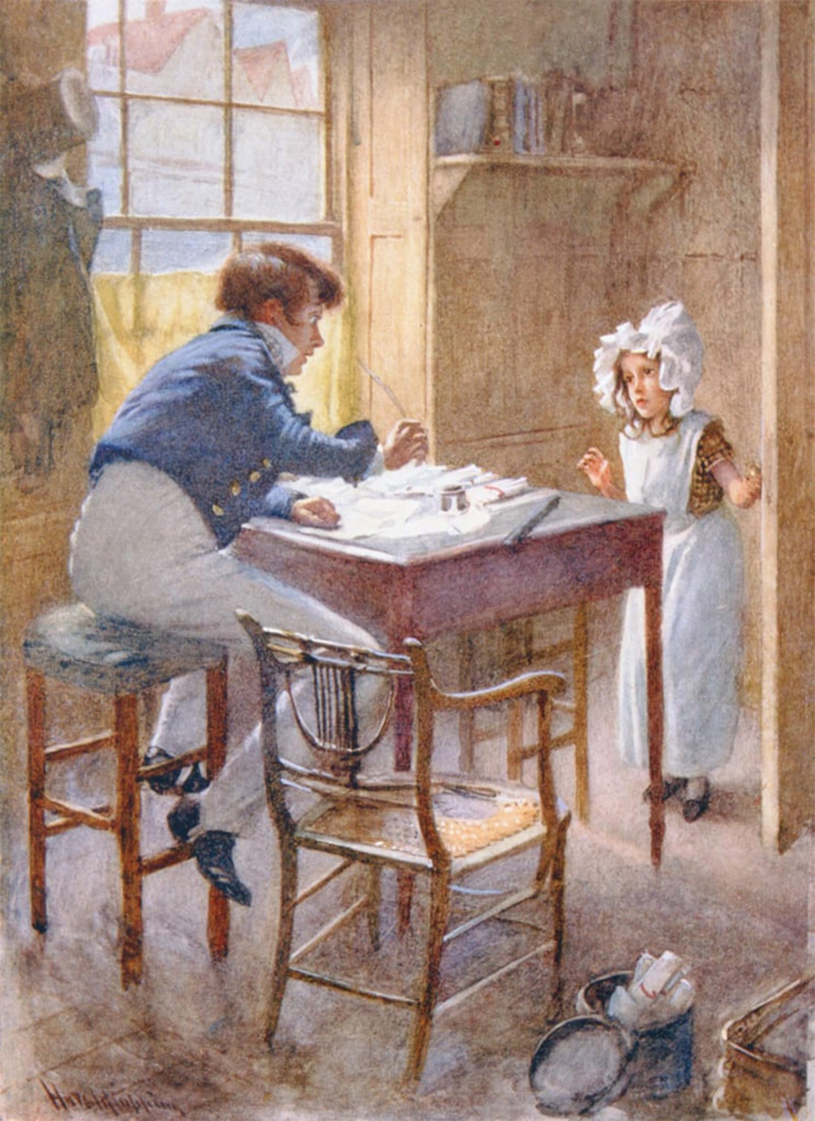 Serendipitp No Frame Retro Picture Poster Wall Art Pictures Painting Dick Swiveller And The Marchioness By Harold Copping Wall Art Canvas Print For Wall Decor 60X90cm
