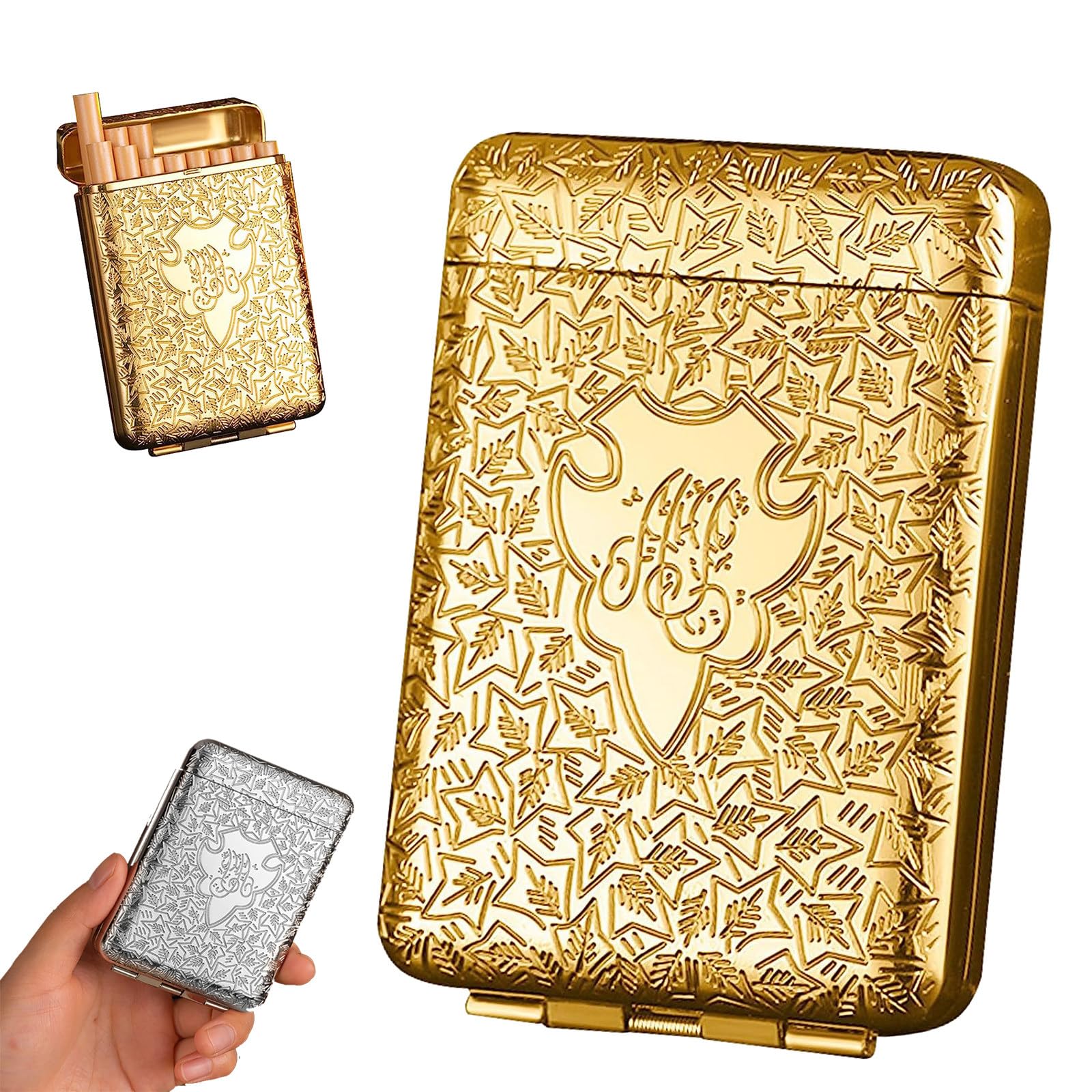 GCLCPAEN Cigarette Case,Metal Cigarette Case,Holds 12 Coarse Cigarettes,Up To 84mm,Retro And Stylish,Portable Waterproof,Vintage Holder,Unisex,Security Wallet B