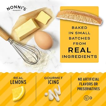 Nonni's Limone Biscotti, Individually Wrapped Italian Lemon Cookie Snacks, 8 Servings (Pack of 1)