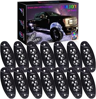 RGB LED Rock Lights,14 Pods Waterproof Multicolor Chasing Neon Underglow Music Lighting Kit with APP&RF Control for Car Truck ATV UTV SUV