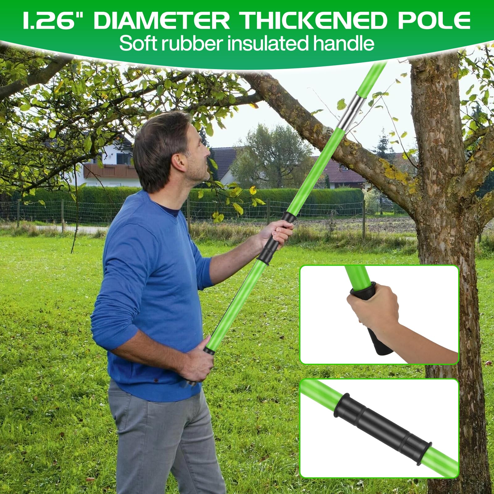 8M Serrucho Telescopico de Mano,Sierra de Poda Telescópica con Bolsa,Pertiga Telescopica Podar con 2 Hoja de Acero Cortante Sierra,árboles Juego Herramientas Jardín para Podar Palmeras Arbustos
