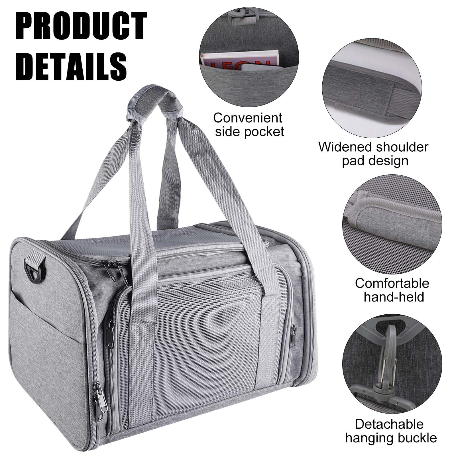40*25*25cm Katzentransporttasche Haustiertasche kleine, 3kg Faltbare Transportbox Katze mit Schulterriemen Transportbox Katze Katzentransportbox Hunde Katzen Transportboxen für kleine Katzen Hunde-S