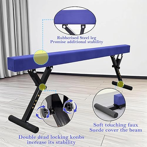 Miniatura 126 de Viga balana ajustable para niños, haz de gimnasia de 8 pies, haz de piso alto y bajo para todos los niveles de gimnasia, equipo de gimnasia Verde