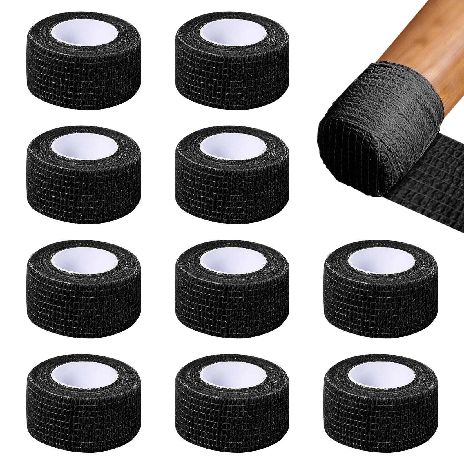 10 Pack Tapes Chair Leg Floor Protectors, Self Adhesive Anti Slip Furniture Pads Tape Roll 1" x 177", Suitable for Different Furniture Legs Hardwood Floor Table Couch (Black)