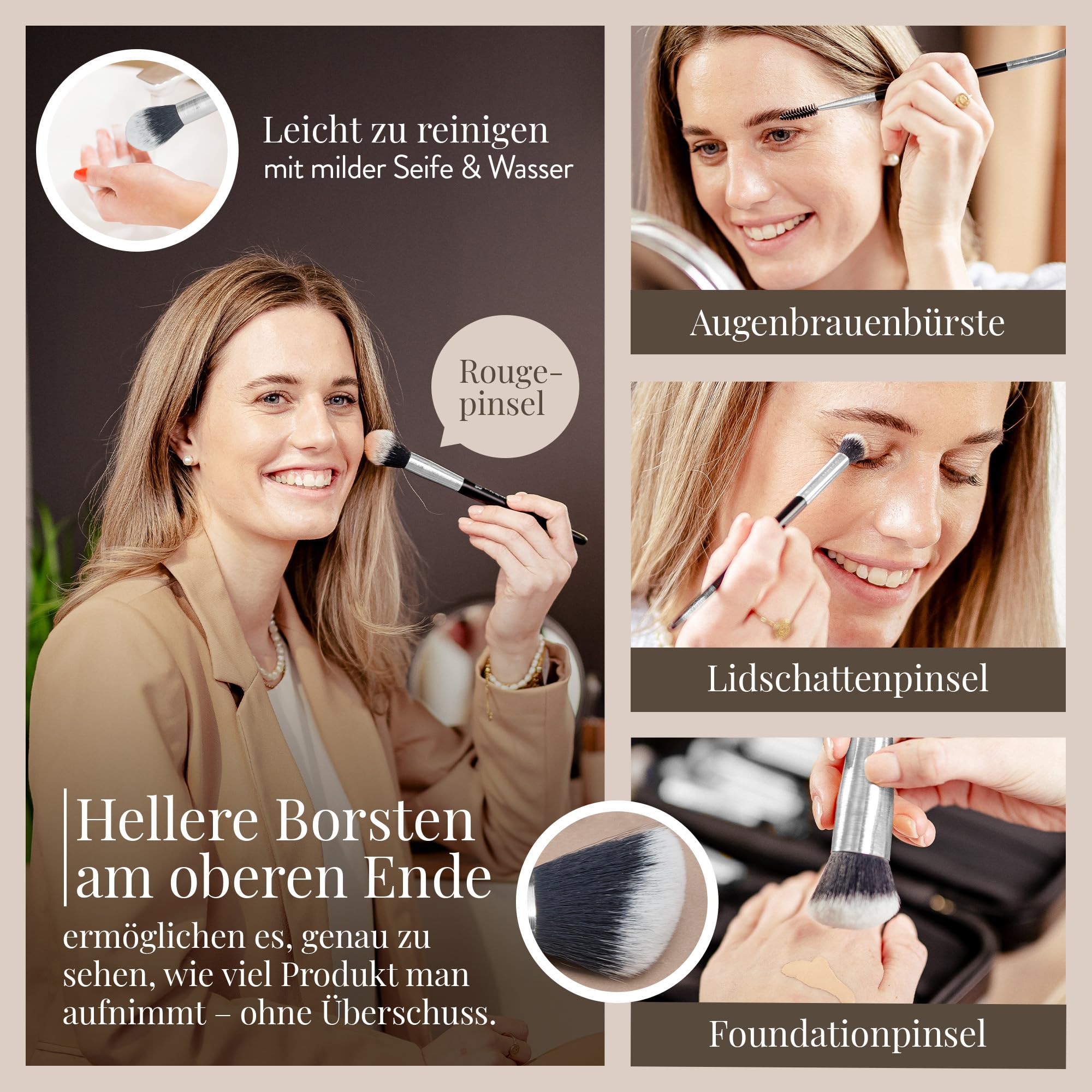 Luxuriöses Make Up Pinsel Set mit Etui [18-Pinsel] - Schminkpinsel Kosmetikpinsel Gesichtspinsel Augenpinsel Lidschattenpinsel Puderpinsel Foundation Highlight Concealer Contouring | Geschenkidee