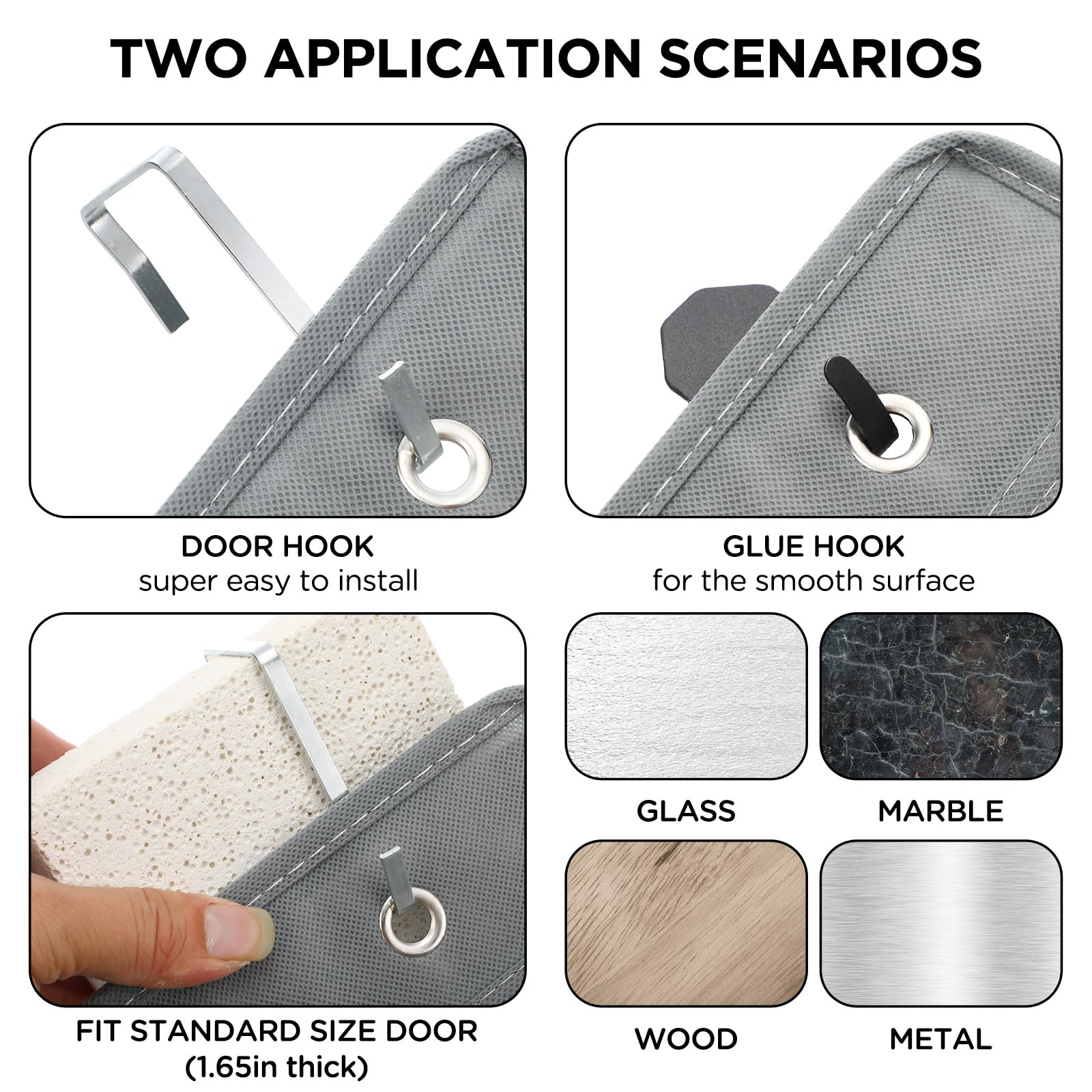 Dansydaisy Paquete de 2 zapateros montados en la pared para colgar sobre la puerta, organizador de zapatos con 9 bolsillos de malla para almacenamiento de zapatos de RV para baño, campamento (gris)