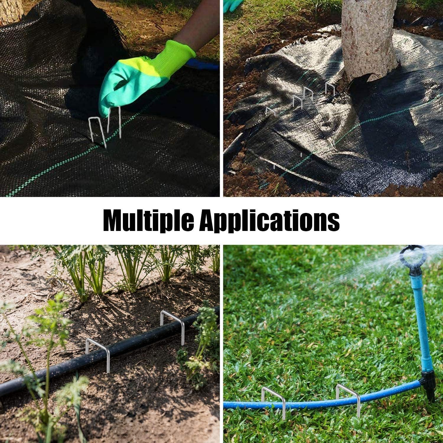 6-Inch Galvanized Landscape Staples, U-Shaped Garden Landscape Pins, Weed Barrier Stakes with Plastic Fixing Caps, for Securing Fences, Outdoor Wires Cords Tents Tarps (20 pcs) thumbnail