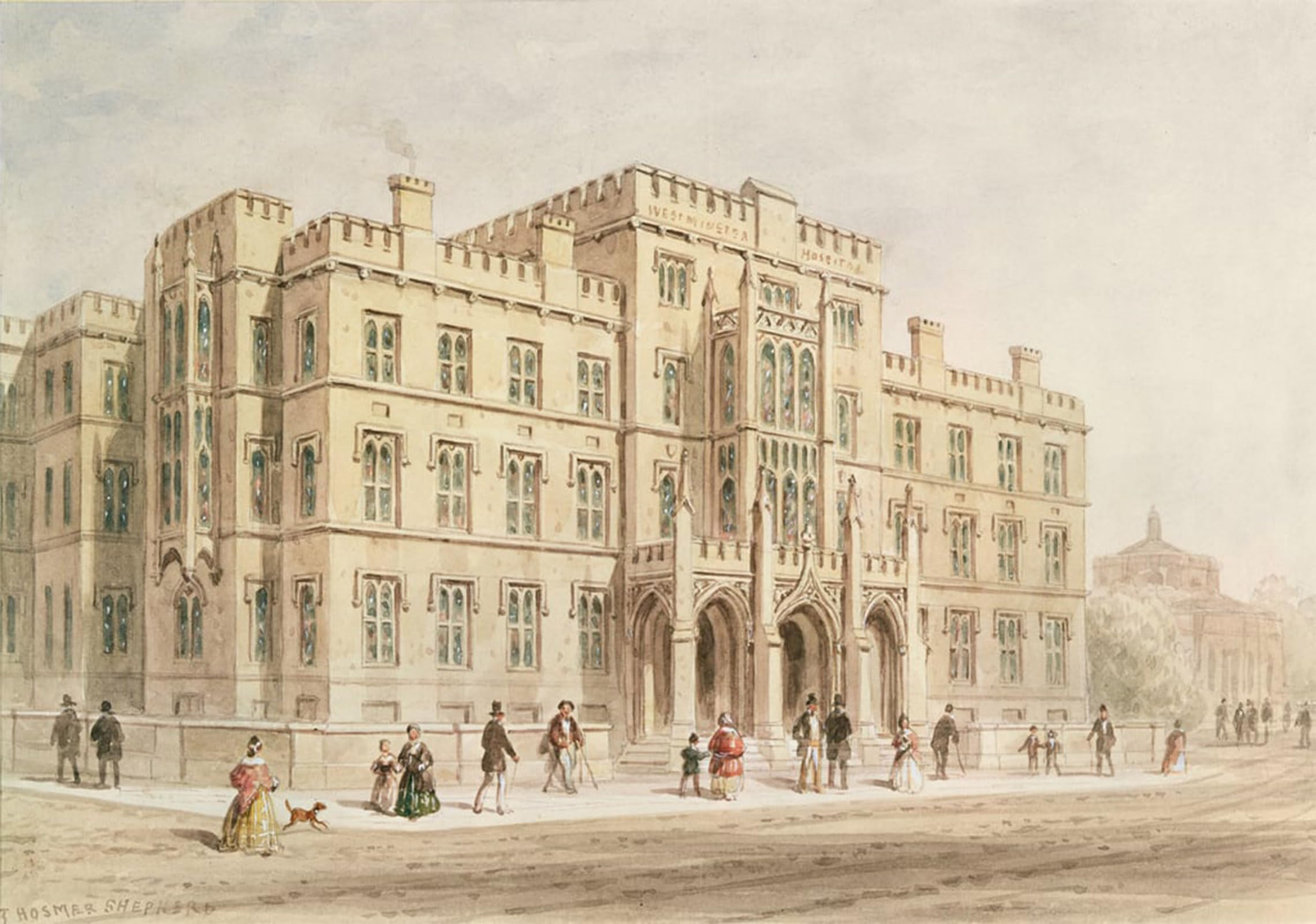 SERENDIPITP Retro Picture Poster Wall Art Pictures Painting Westminster Hospital by Hosmer Shepherd Wall Art Canvas Print for Wall Decor 60x90cm