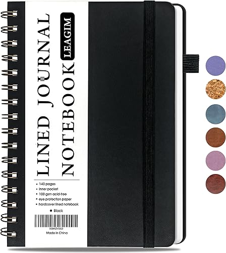Miniatura 11 de Cuaderno rayado en espiral para mujeres y hombres, cuaderno de tapa dura con rayas universitarias para trabajo y toma de notas, diarios para