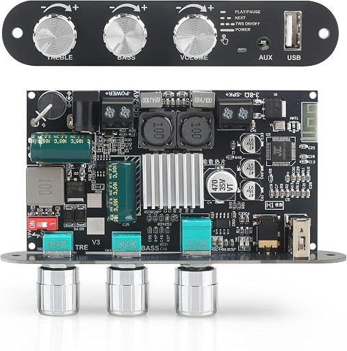 ZK-1001U Mono Amplifier Board with TWS, 100W Power Output, Vehicle Amplifier Wide Voltage Input 9-24V, Supports USB/AUX/Bluetooth