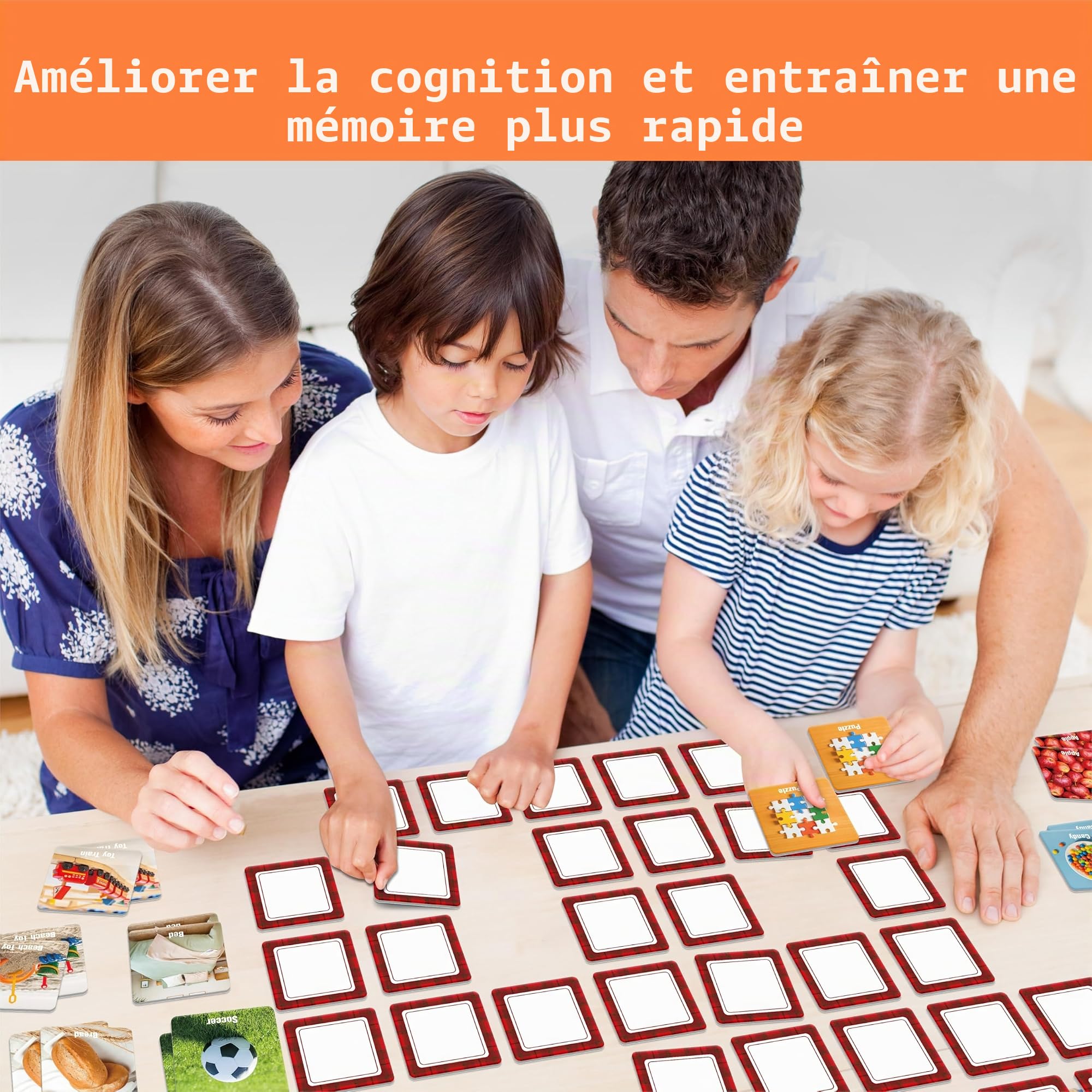 Hebayy Jeu de Mémoire de 72 Pièces avec des Articles du Quotidien, 36 Motifs de Cartes Mémoire d'Objets du Quotidien, Jeu de Correspondance d'Images Stimulant, Jouets Éducatifs d'apprentissage