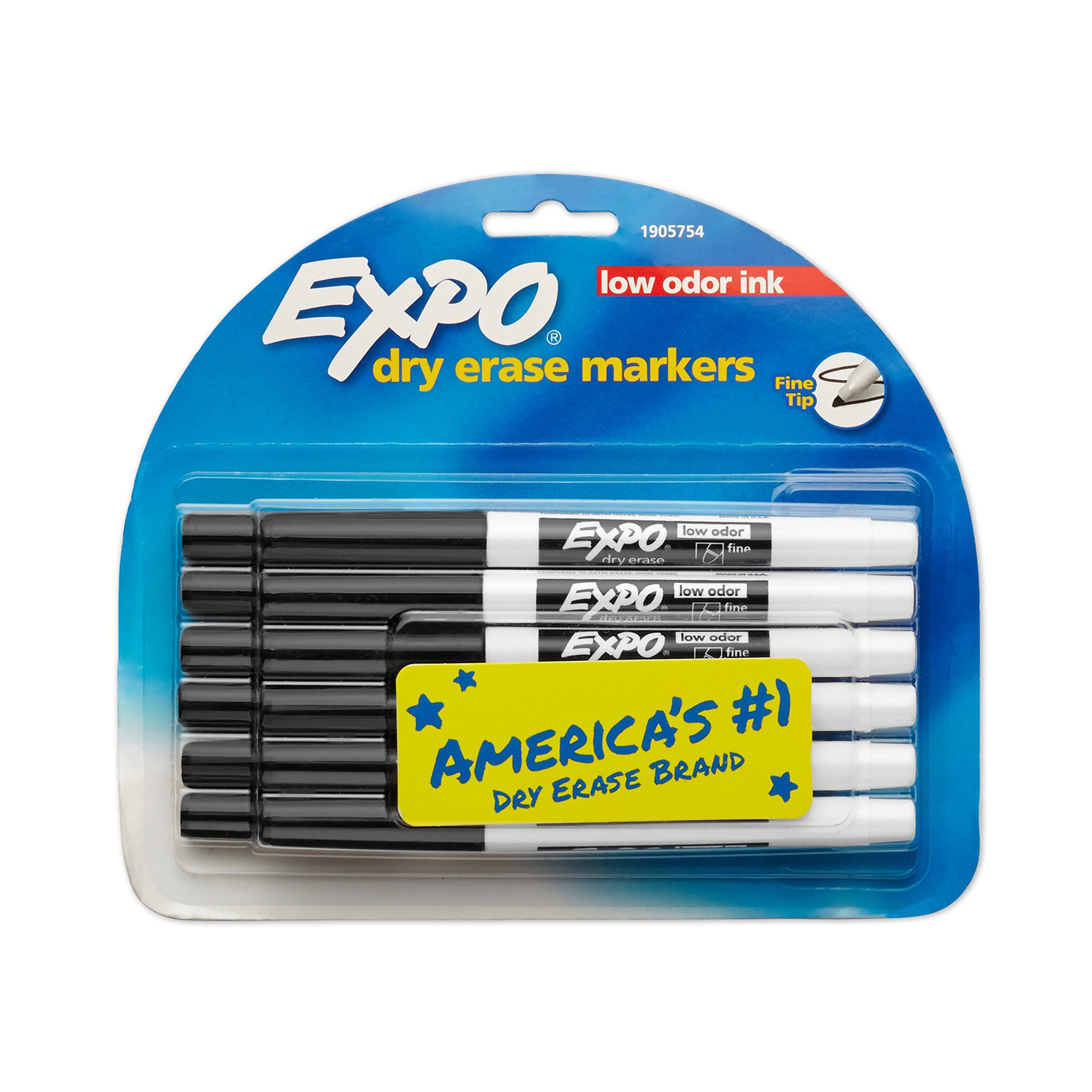 Expo Low-Odor Fine Point Dry Erase Markers Black 12 Count 86001