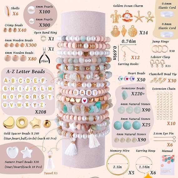 Wurosi 1927PCS Jewelry Making Supplies Kit for Adults,Natural Stone Beads
