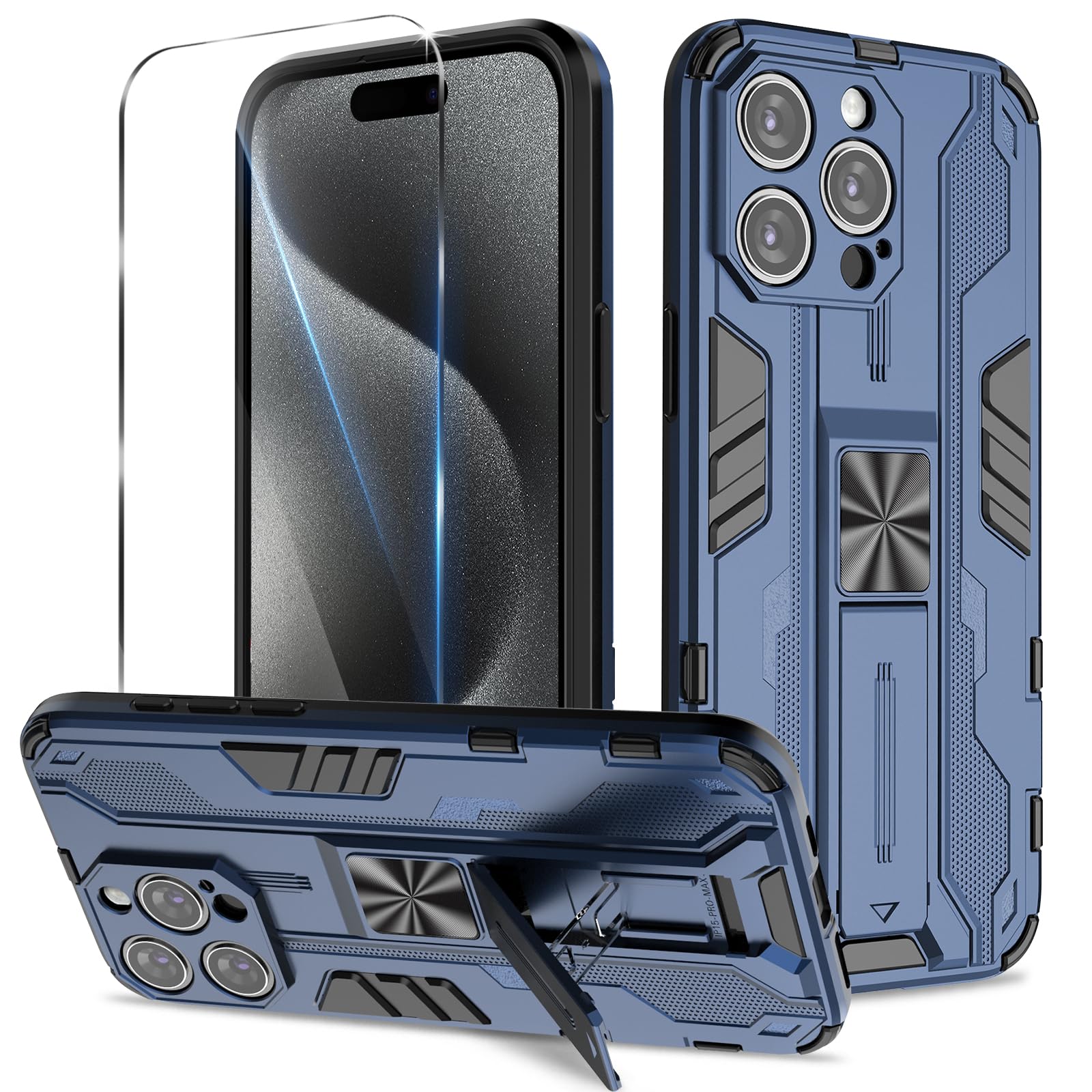 Funda para Samsung Galaxy A13 4G con Cristal Templado Protector Pantalla, Carcasa Antigolpes con Soporte anular metálico, Case Protectora de Grado Militar, Negro — view 235