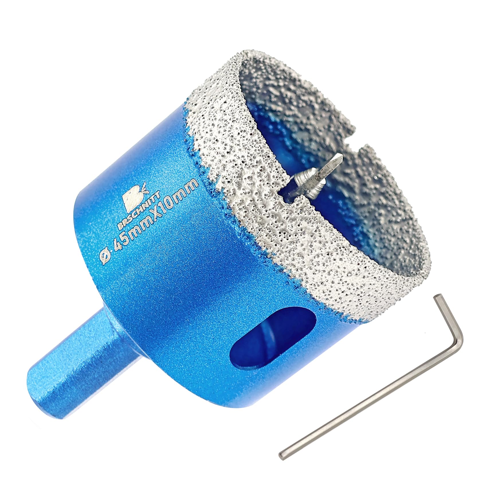 BRSCHNITT Dry Diamond Core Drill Bit with Pilot Bit - 1 4/5"inch Diamond Tile Hole Saw with Triangle Shank for Porcelain Tile Ceramic Stone Granite Marble