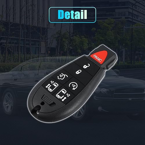 Miniatura 7 de X AUTOHAUX Funda de repuesto para llavero de 7 botones sin llave para Dodge Grand Caravan para Chrysler Town and Country con hoja sin chip