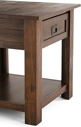 Miniatura 7 de Simpli Home Monroe Mesa de centrode café rectangular, color marrón desgastado, Madera Noble, Carbón Marrón Envejecido