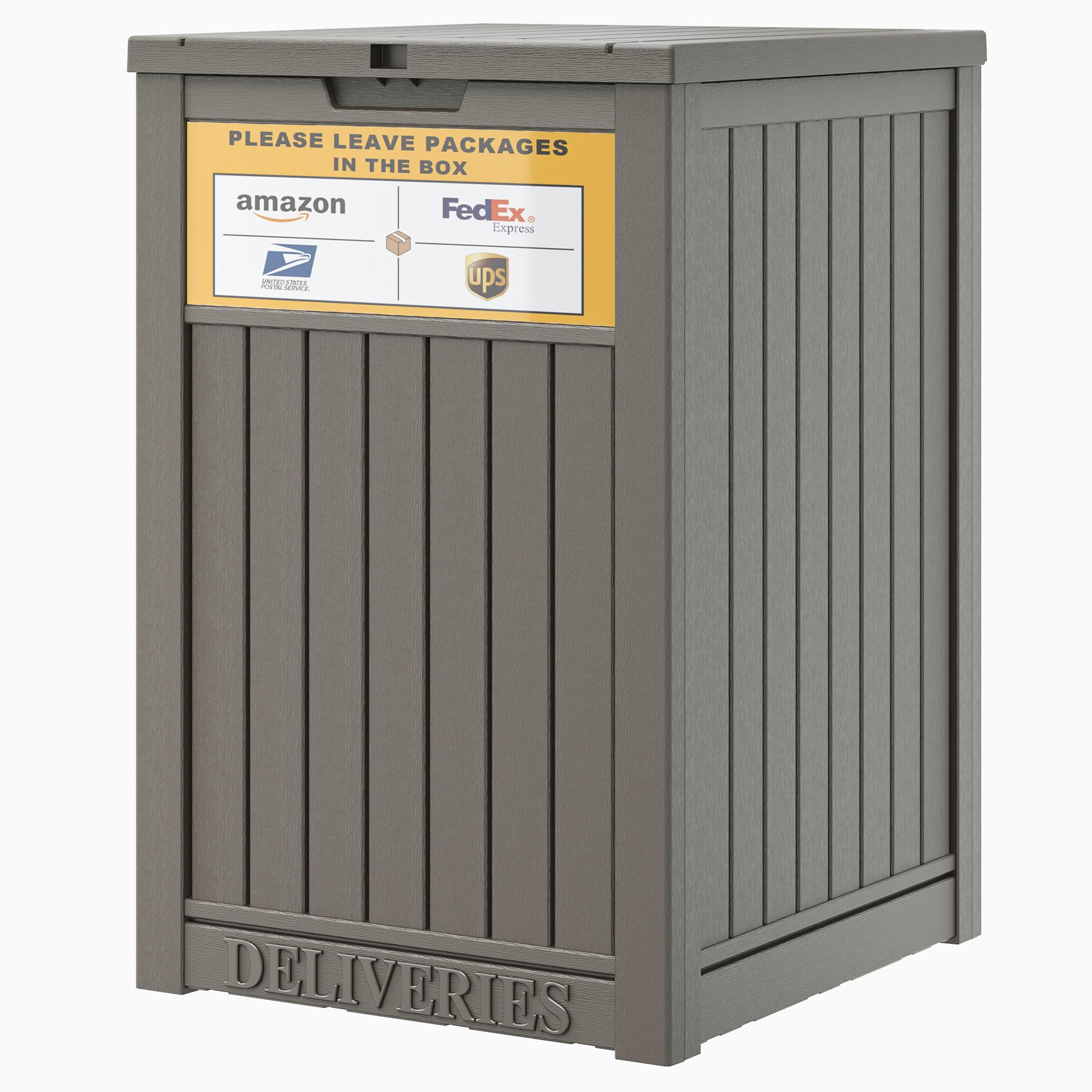 Package Delivery Box for Outside with Sign, 48 Gallon Storage with Lockable Secure, Large Double Wall Resin Outdoor Package Delivery Waterproof