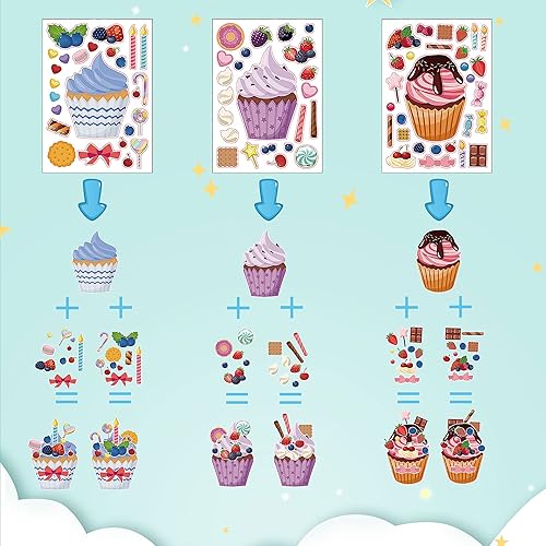 Miniatura 5 de Make-a-face - Juego de calcomanías para hacer una magdalena de helado para niños y niñas, calcomanías para manualidades, hazlo tú mismo, para hacer