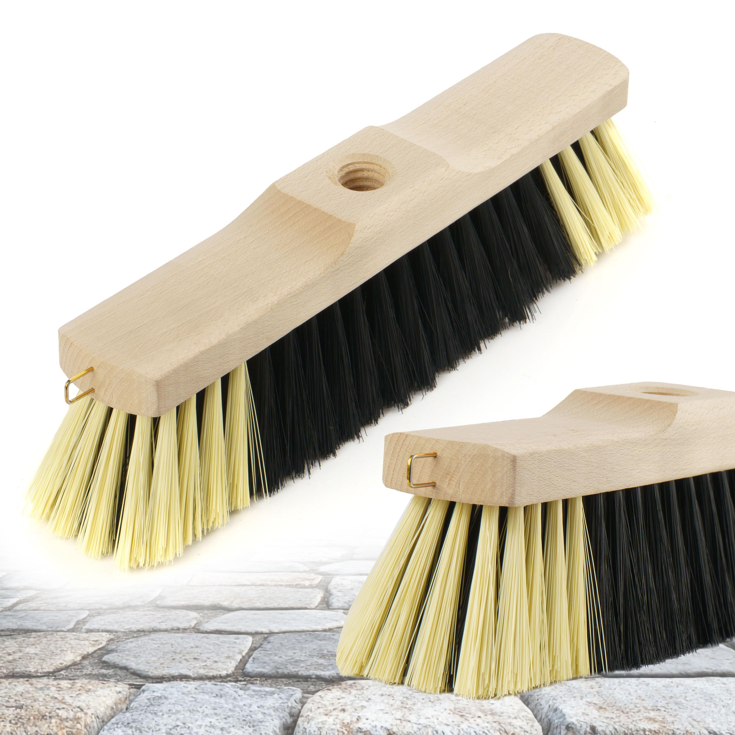 Miotła z Włosia PCV Głowica miotły 40cm Zamiatacz Szczotka do Każdej Powierzchni Oprawa Drewniana Miotła Bez Kija Otwór 1,5cm Odporny na Zniekształcenia i Warunki Atmosferyczne Materiał