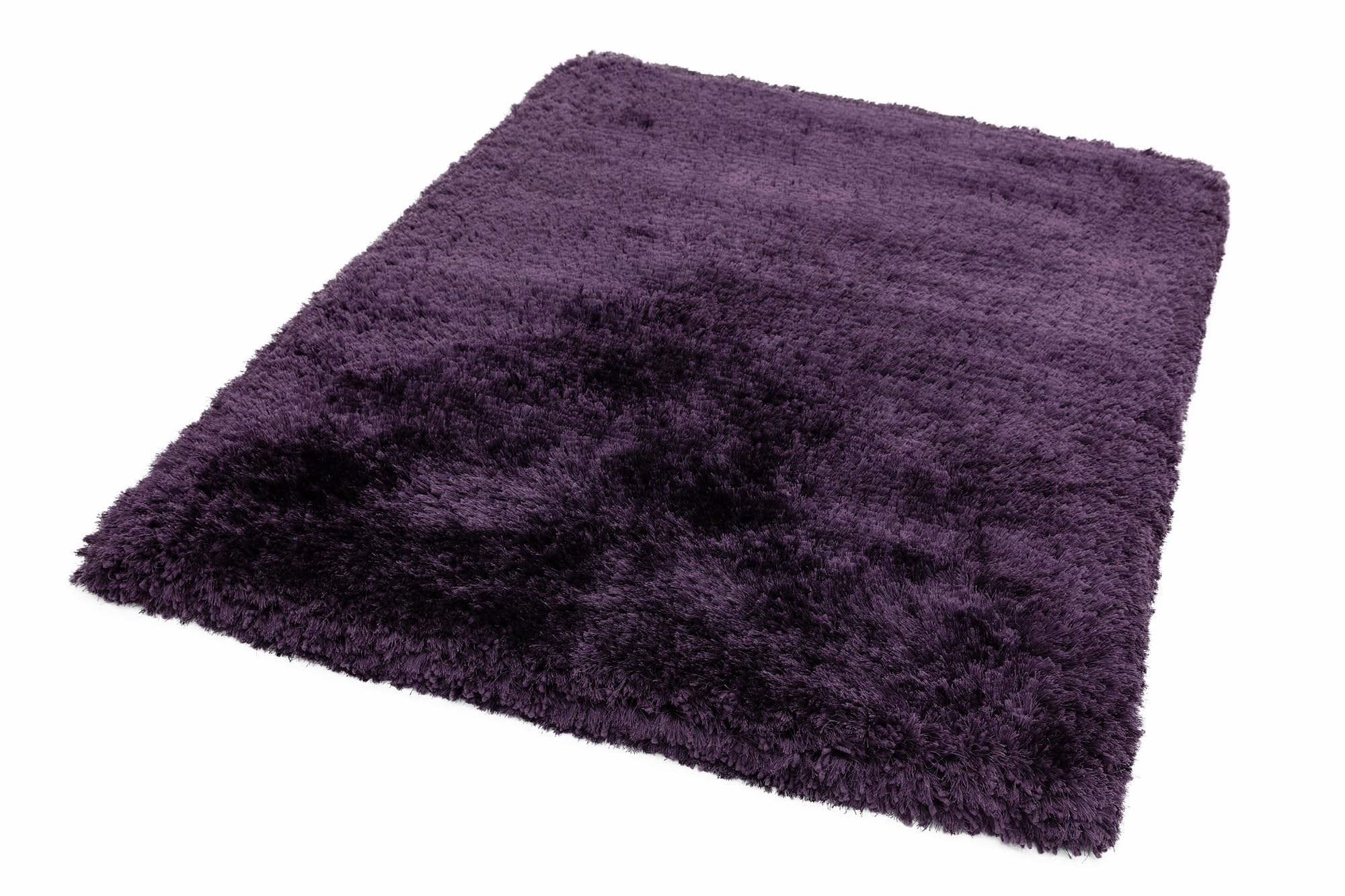 Lord of Rugs Plush Shaggy Rug for Living Room Bedroom High Pile Thick Fluffy Hand Made Anti-Shed Silky Shimmer Shiny Plain Deep Pile Rug Purple Small 70x140 cm (2'3"x4'7")