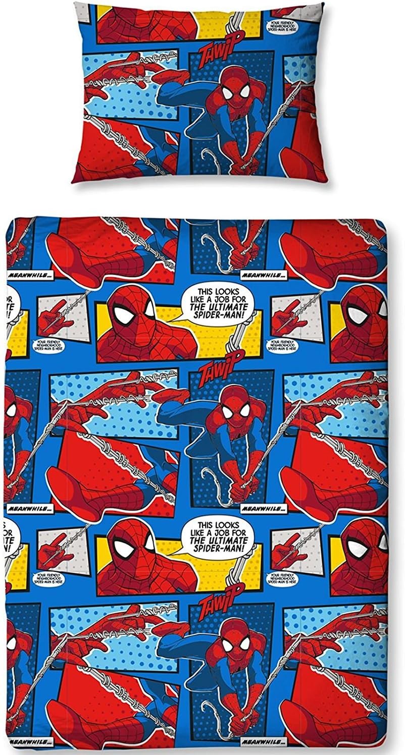 Spiderman Ultimate Webhead 4 In 1 Junior Rotary Bedding Bundle Set (Duvet + Pillow + Covers)