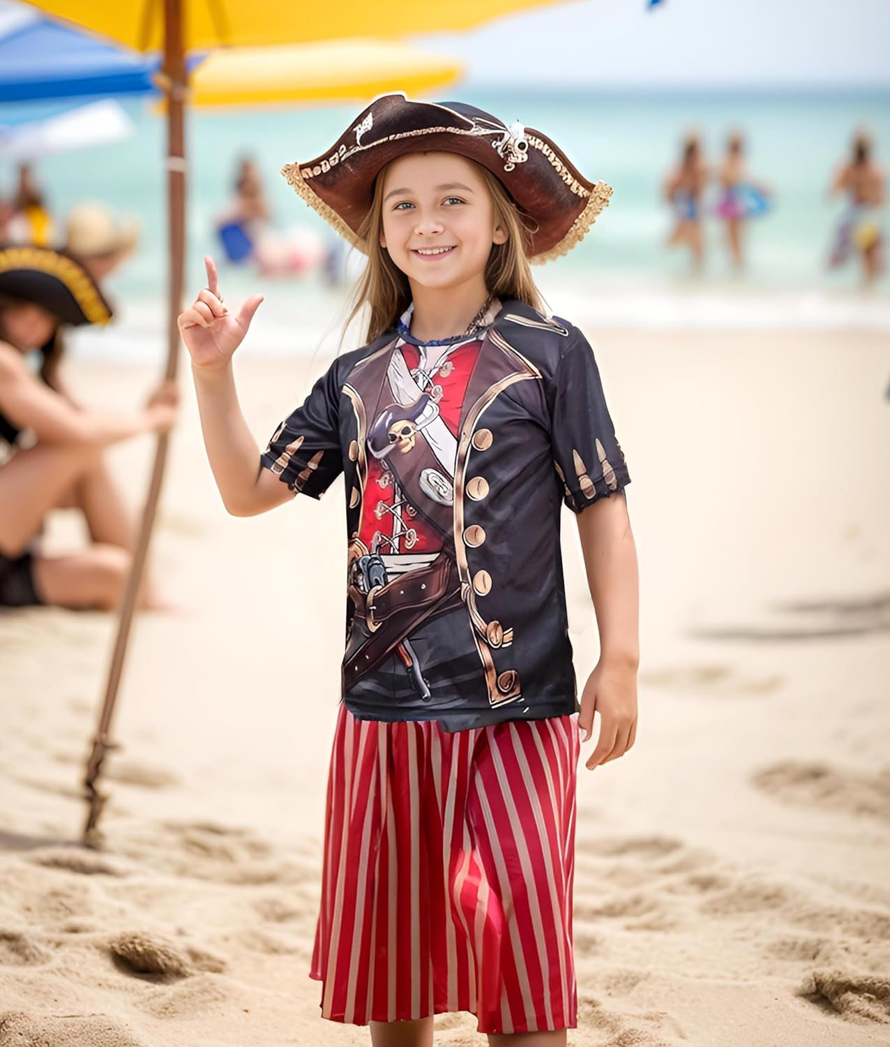 Pirate Costume T-Shirt 3D Pattern Men Women Activities Lightweight Soft Fast Drying Beach Gala Party - Image 7
