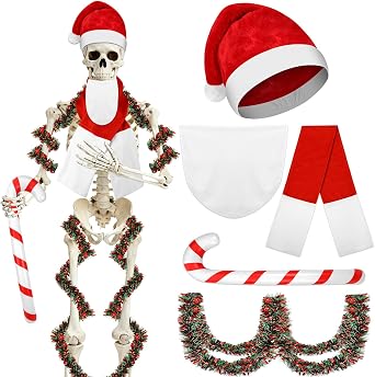 DECYOOL 12ft Skeleton Outfit Christmas Costume Accessories Set