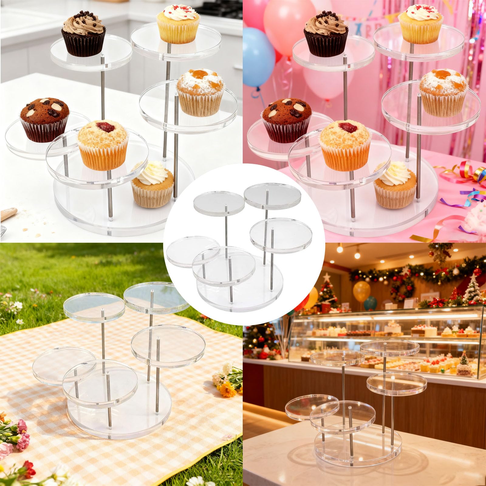 Supporti Rotondi In Acrilico per Cupcake di Alta Qualità, Espositore Profumi, Espositore in Acrilico Smerigliato, Figure Pop Ripiano, Dessert Cosmetici e Artigianato, per Rossetto, Collezionismo