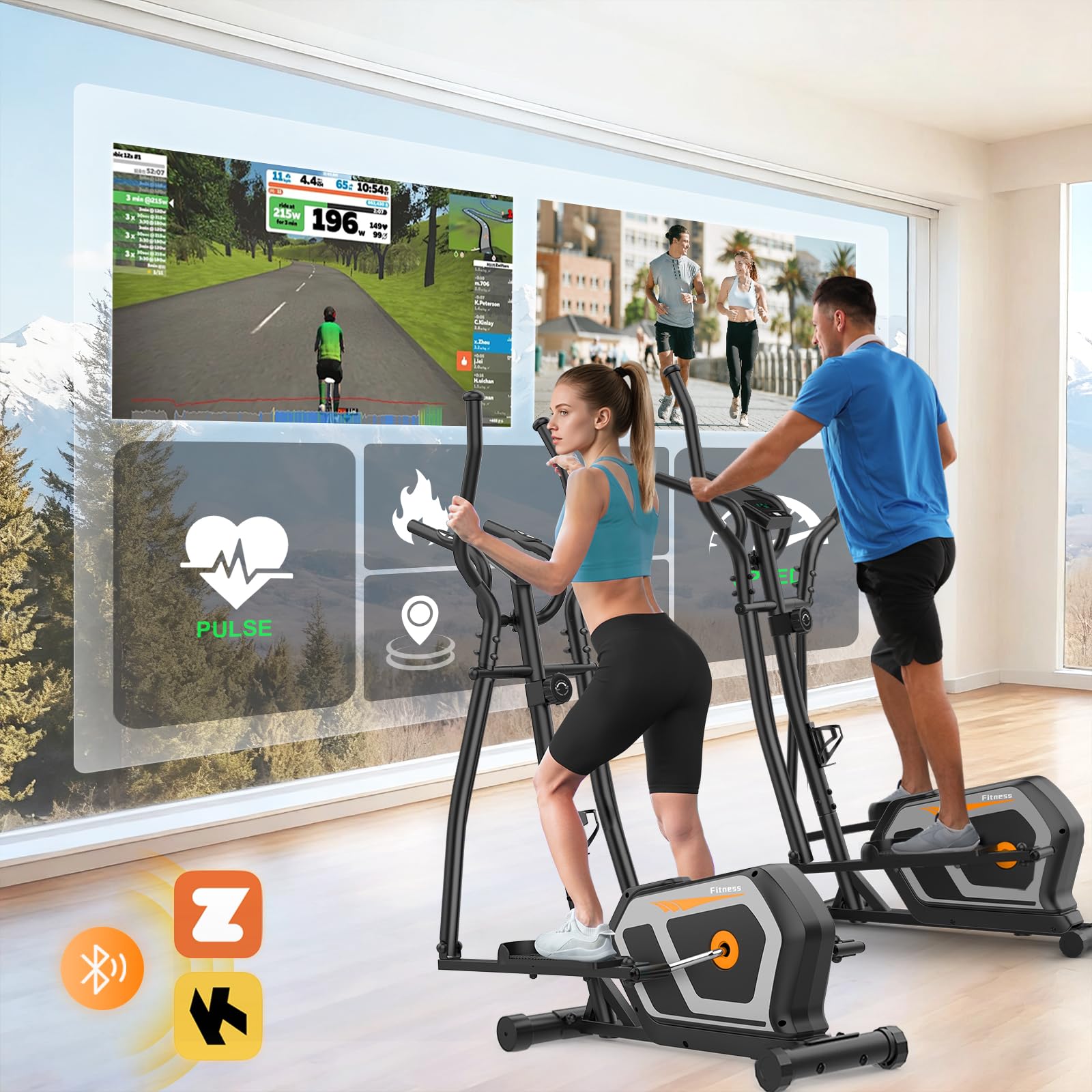 Vélo elliptique,3 en 1 vélo elliptique avec16 Niveaux de résistance, écran LCD, Porte-Bouteille,Pédale Antidérapante，capacité de Charge de 287LBS,Stepper elliptique aérobique