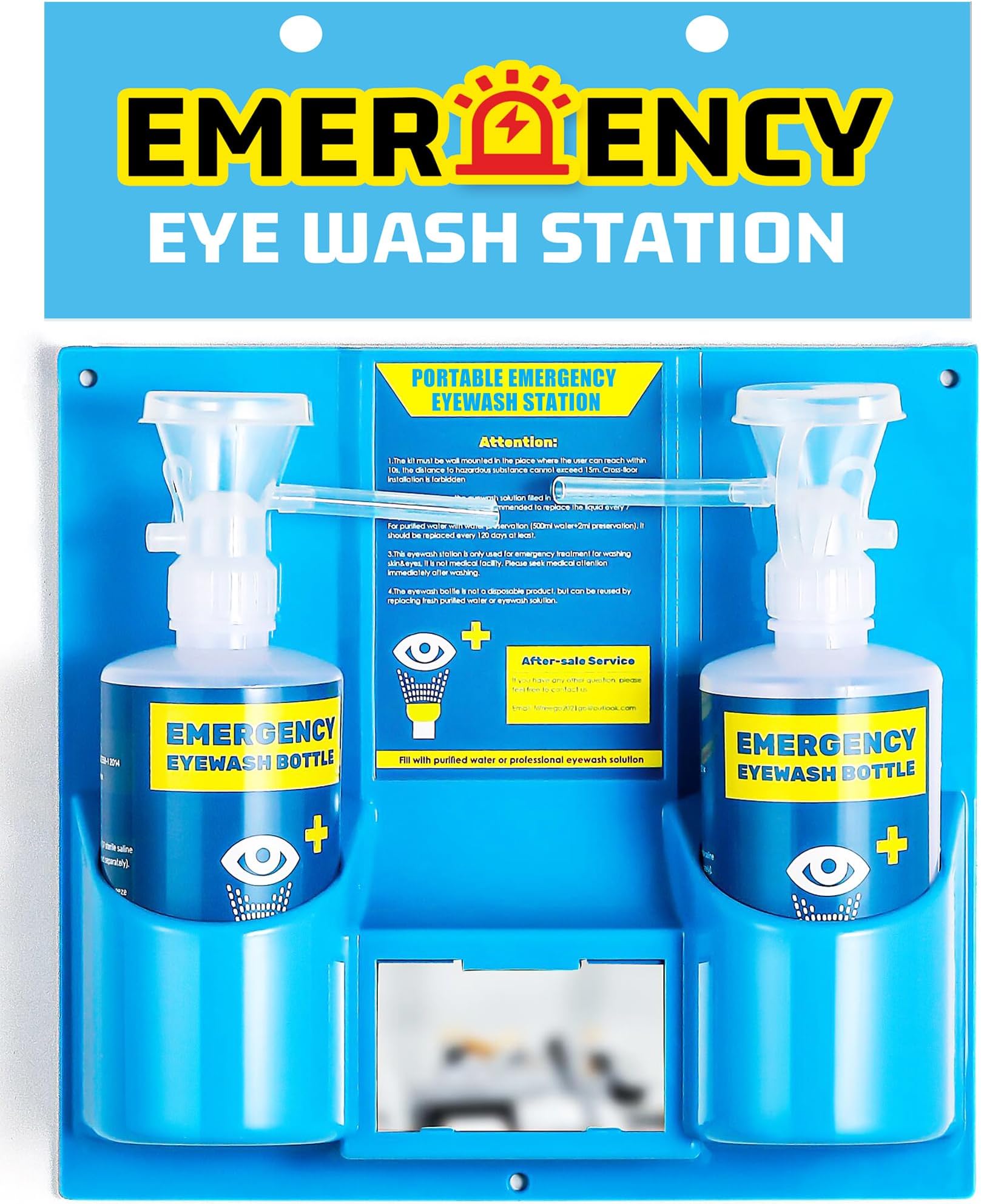 Portable Eye Wash Station with Eyewash Bottles, Emergency Wall Mount Eyewash Station, Self-contained Eye Wash Kit with Mirror&16.09oz Bottles, Emergency Eye Wash Unit, NO Eyewash Solution