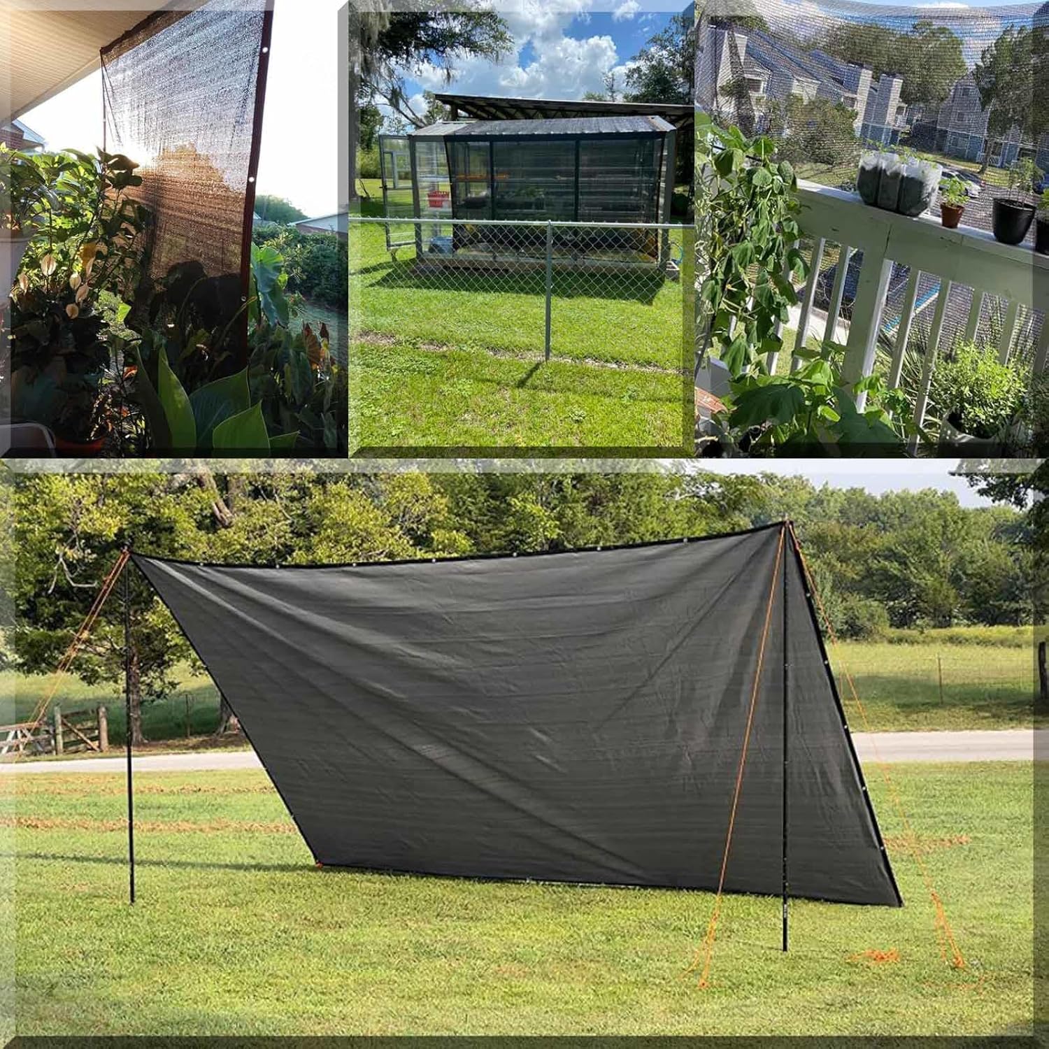 80% Shade Netting, 2 * 2m, 2 * 4m Sunblock Cloth with Grommets,Sunblock Shade Cloth for Balcony,Shade Netting Greenhouse, Anti-UV Shade Sail，Shade Net,Black-5x9m/16.4x29.5ft