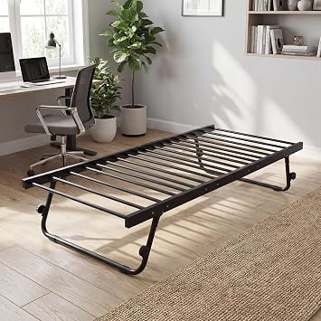 Panana Trundle Metal Bed Frame 3ft Single Bed Sofa Guest Bed Sustainable Daybed Black, Trundle