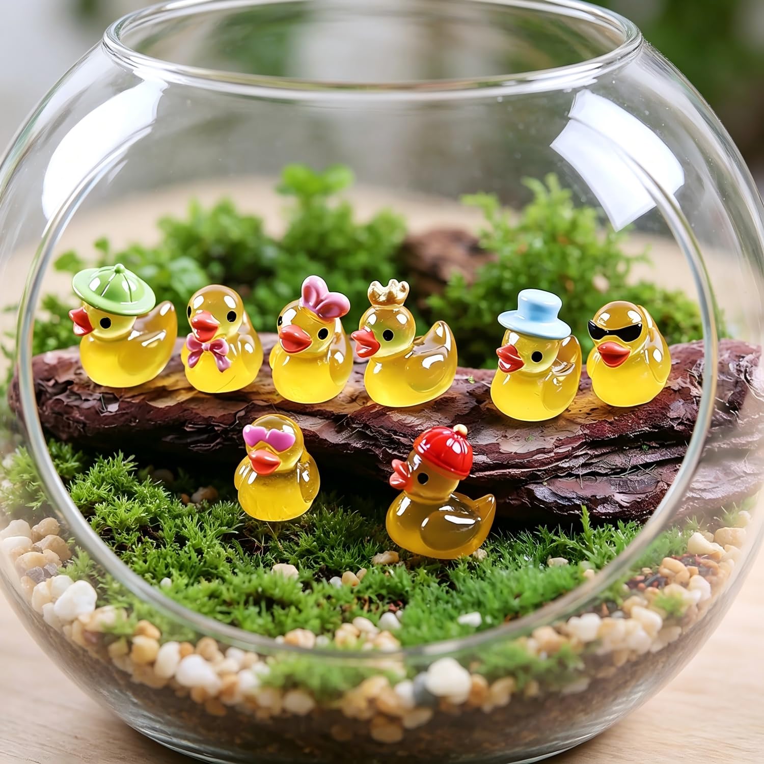 40 sztuk mini figurek z żywicy syntetycznej, realistyczna miniaturowa dekoracja kaczek, małe zwierzęta ogrodowe do ogrodu wróżek, sukulentów, mikrokrajobrazu, terrarium i dekoracji stołu