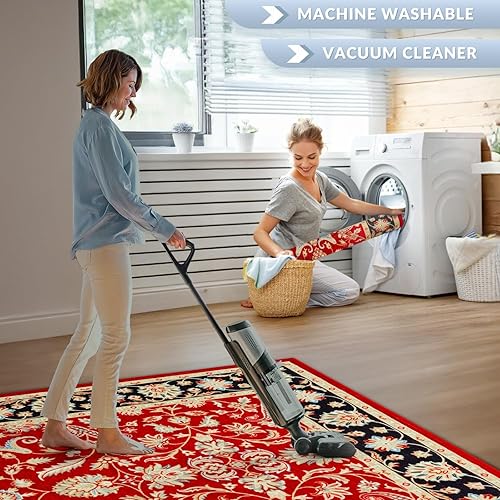 Miniatura 5 de Tapete para silla de oficina, 36 x 48 pulgadas, tapete para silla de flores rojas, antideslizante debajo del escritorio, alfombra para suelo de