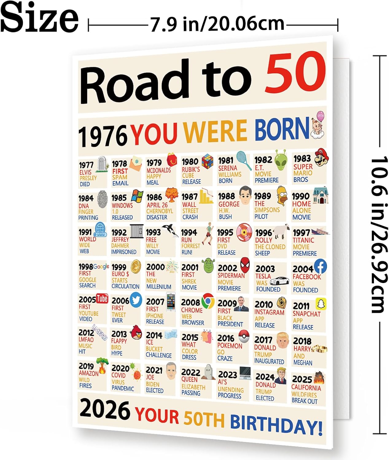 OJsensai Happy 50th Birthday Gifts for Women Men, Big 50 Years Old Birthday Card for Him Her, Best Fifty Bday Gifts Decorations for Mom Day Friends - Image 2