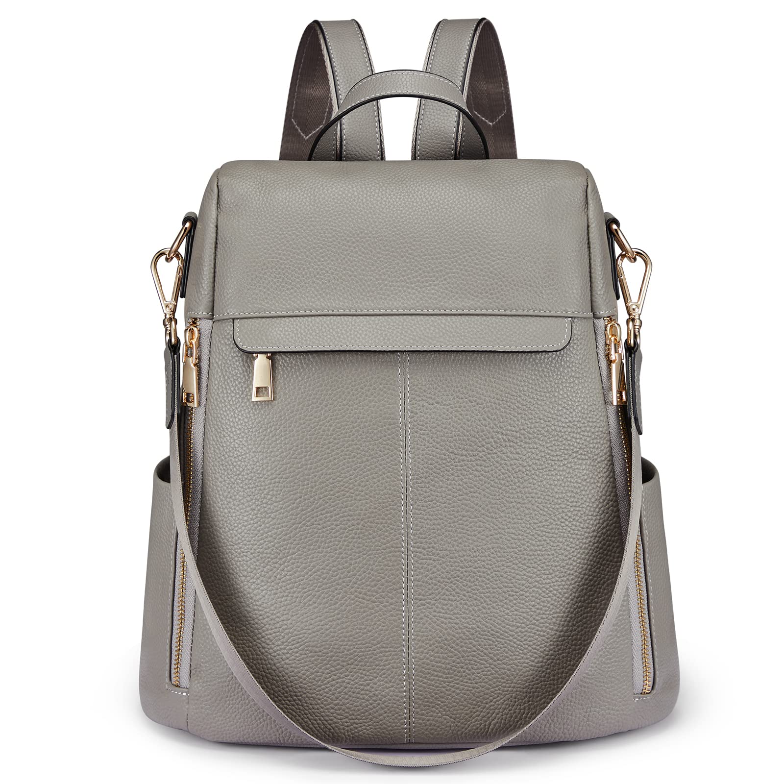 KatteeWomen Real Leather Backpack Anti-Theft Rucksack Fashion Shoulder Bag Purse Fits 11inches Tablet