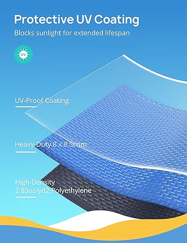 Miniatura 5 de EVAJOY Cubierta de piscina redonda de 28 pies, cubierta de piscina de invierno para piscinas inflables redondas sobre el suelo de 24 pies, cubierta